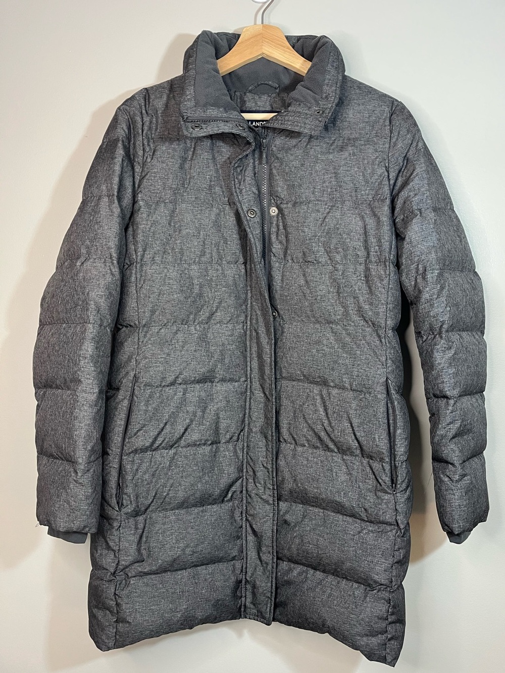 Lands' End Gray Down Long Winter Coat Puffer Jacket Women’s Small